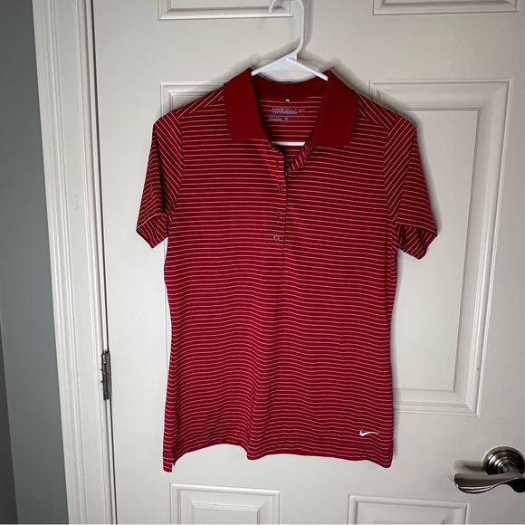 Nike Other - Nike Red and White Fitted Polo Button Down